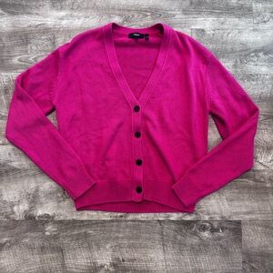 Theory Cotton Cashmere Vneck Pink Cardigan Long Sleeve Womens Sz. S